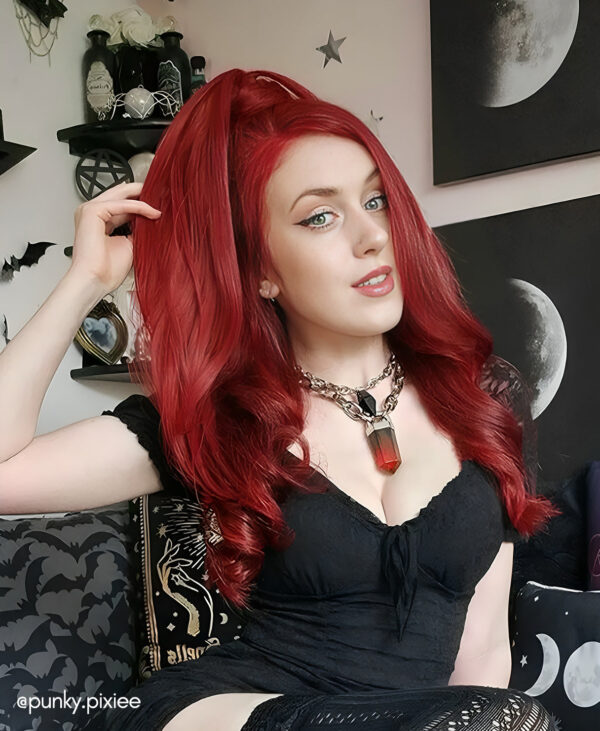 punky.pixiee-fliped-pony_2 vegan fiber flipped ends ponytail - ruby 17".