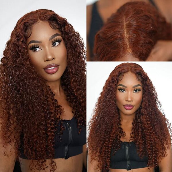 Reddish Brown Wear Go Glueless Wig Pre Plucked Water Wave Wig 180% Density - 4x4 Lace / 18inch