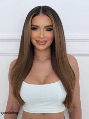 clip-in hair extensions #6 light brown. - 20" / Classic