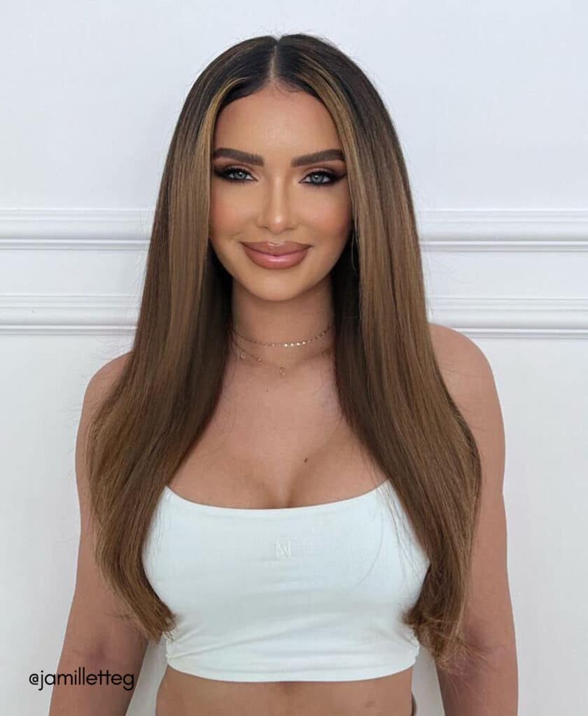 clip-in hair extensions #6 light brown. - 16" / Extra Volume