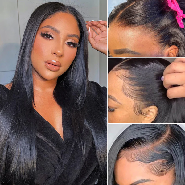 straightnaturalblack_5_37d6bb1a-3148-4362-93ea-fce52bcaa472 Natural Black Straight Wig 150% DensityHuman Hair 360 Transparent Pre Plucked Lace Front Wigs - 360 Lace / 150% / 16inch