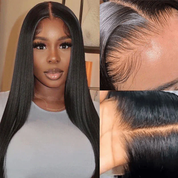 straightnaturalblack_6_713562c6-a4cc-43b4-bba7-38ee238982d3 Natural Black Straight Wig 150% DensityHuman Hair 360 Transparent Pre Plucked Lace Front Wigs - 360 Lace / 150% / 16inch