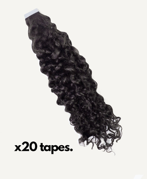 tape-curly-natb_4c16258c-8504-474e-b867-4ee8dfc3c5b0 curly tape-in hair extensions #1b natural black. - 20"/50g / Invisible