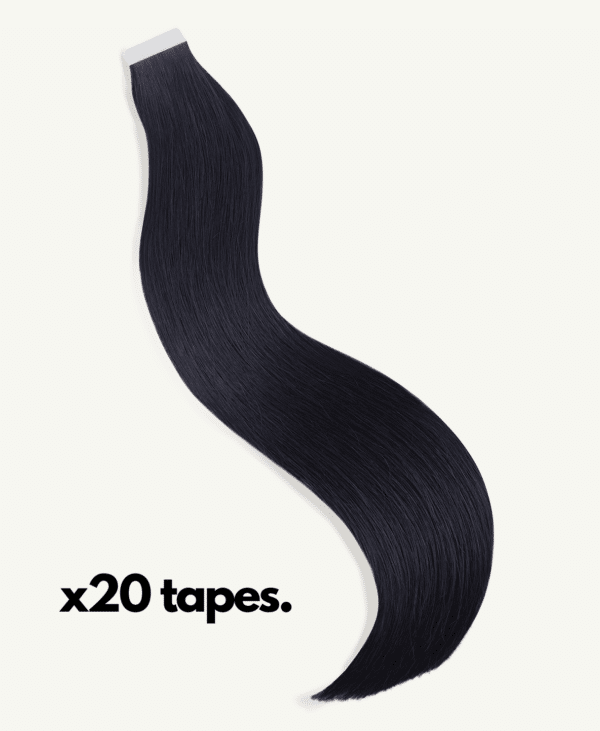 tape-in hair extensions #1 jet black. - 28"/70g / Invisible