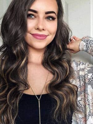 tape-in hair extensions #1b-6 dark highlights. - 24"/70g / Invisible
