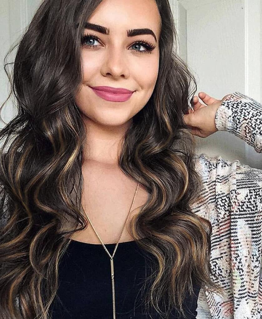 tape-in hair extensions #1b-6 dark highlights. - 16"/50g / Regular