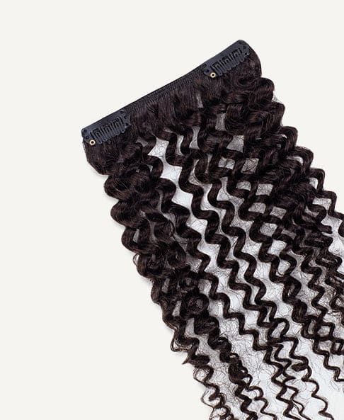textures-kink-close clip-in hair extensions 4A #1b Natural Black - Extra Volume / Invisible base / 24"