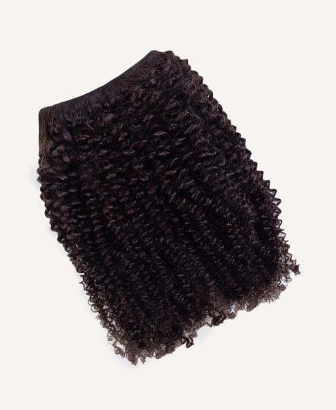 textures-kink clip-in hair extensions 4A #1b Natural Black - Extra Volume / Invisible base / 24"