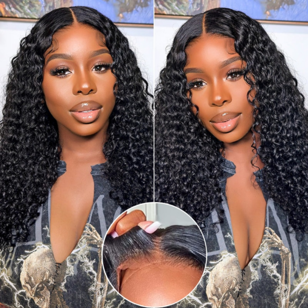 Extra 70% OFF | Sunber Curly 7×5 Bye Bye Knots Pre-Cut Lace Wigs Lace Closure Pre-Plucked Hairline Human Hair - 20 / 13x4 Pre-Everything / Bleached Kn
