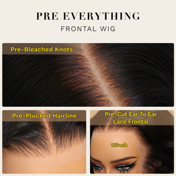 Sunber Yaki Straight Glueless Pre-cut 7x5 Bye Bye Knots Lace Closure Wig With Bleach Knots - 22 / Kinky Edge 13x6 Pre Everything