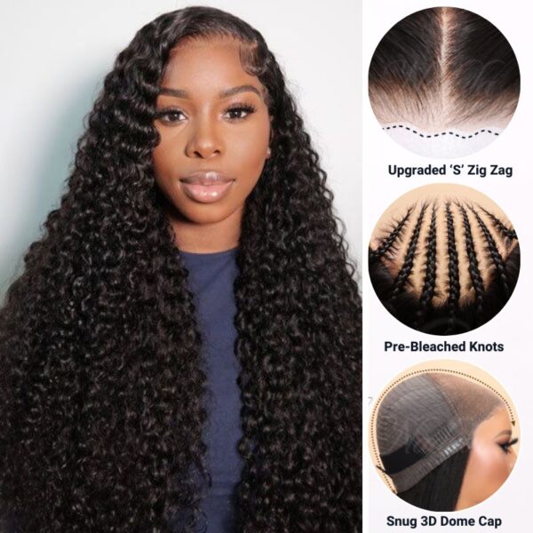Extra 70% OFF | Sunber Curly 7×5 Bye Bye Knots Pre-Cut Lace Wigs Lace Closure Pre-Plucked Hairline Human Hair - 20 / 13x4 Pre-Everything / Bleached Kn