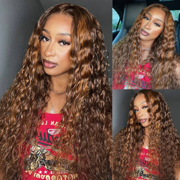p430waterwavelacewig_b0db12d0-313e-4d0b-bf4d-342dce17b054 Extra 50% Off Sunber Piano Brown Highlight 13 By 4 Pre-Everything Lace Frontal Wigs Water Wave Human Hair - 26 / 13*5*0.5 T Part Lace Front