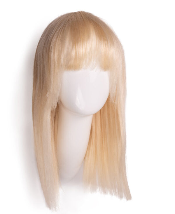 DSC02301-a long bob with fringe human wig - 16" platinum blonde.