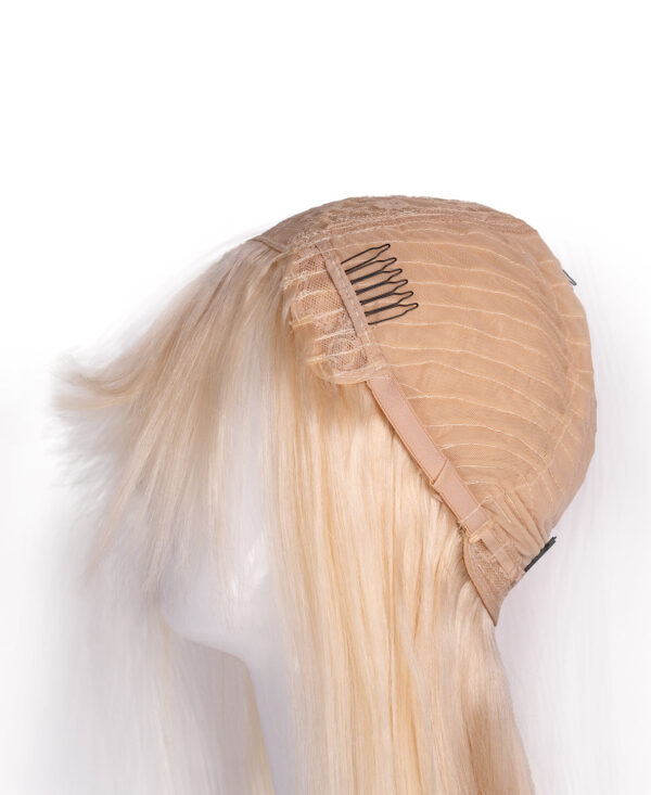 DSC02310-a long bob with fringe human wig - 16" platinum blonde.