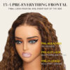 Extra 70% Off Sunber Piano Brown Highlight 13 By 4 Pre-Everything Lace Frontal Wigs Water Wave Human Hair - 18 / 13*4 Pre-Everything Frontal