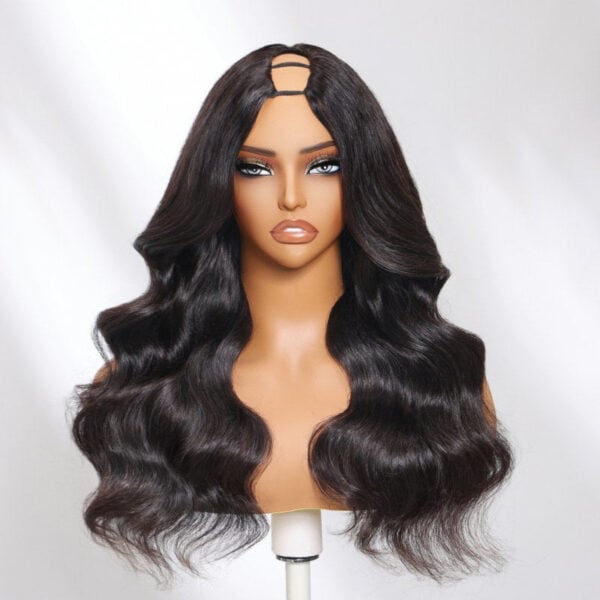 Sunber Luxury Density Body Wave U Part Wig Glueless Human Hair Wigs - 18 / 150%