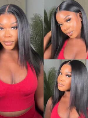 Sunber 0 Off Blunt Cut Bob Pre-Cut Lace Wigs 7x5 Lace Closure Human Hair Wig Pre-plucked - 20 / 5*5 BlendAway™ HD Lace-180%