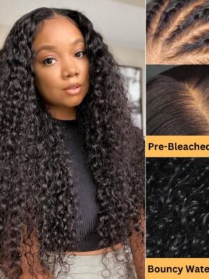 Pre-BleachedKnots Extra 70% OFF | Sunber Wet And Wavy Curly Hair Lace Wig Real Human Hair Lace Frontal Wig - 18 / 7*5 Bye Bye Knots