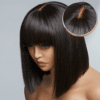 Extra 70% Off |Sunber Hair Blunt Cut Straight Bob Wig Lace Part and 7*5 Precut lace Human Hair Wig - 12 / 7*5 Pre-cut Lace