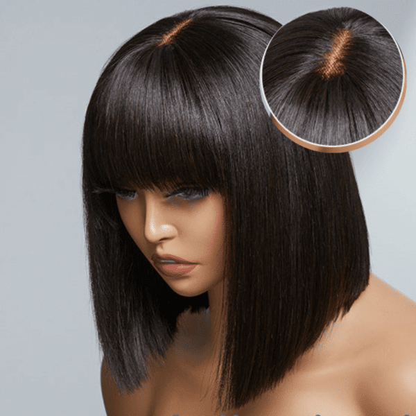 Extra 70% Off |Sunber Hair Blunt Cut Straight Bob Wig Lace Part and 7*5 Precut lace Human Hair Wig - 12 / 7*5 Pre-cut Lace