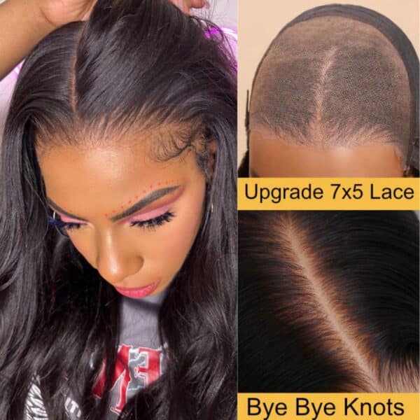 Extra 70% Off |Sunber Yaki Straight Glueless 7x5 Bye Bye Knots Lace Closure Wig With Bleach Knots - 22 / 7*5 Bye Bye Knots