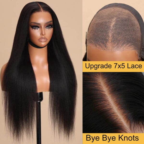 Sunber Yaki Straight 7x5 Bye Bye Knots Lace Grab And Go Closure Wig With Bleach Knots - 24 / 7x5 Bye Bye Knots