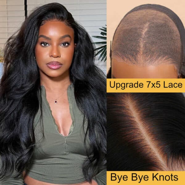 Sunber Yaki Straight 7x5 Bye Bye Knots Lace Grab And Go Closure Wig With Bleach Knots - 24 / 7x5 Bye Bye Knots