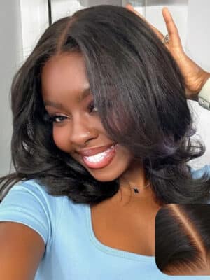 Extra 50% OFF | Sunber Yaki Straight Blunt Cut Short Bob 7x5 Pre-Cut Lace Wig Human hair - 10 / 13*4 Pre Everything