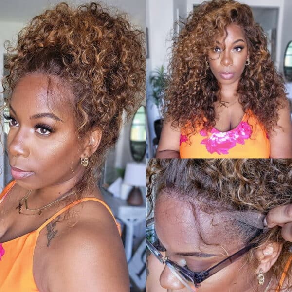 Sunber 0 Off Piano Brown Highlight Water Wave 13*4 Lace Frontal Wigs - 20 /  13*4 Pre-Everything