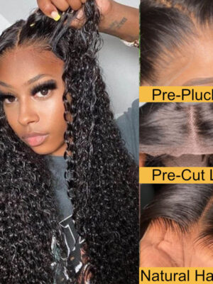 Sunber 5x5 Pre Cut Undetectable HD Lace Wigs Jerry Curly Human Hair Glueless Wear And Go Wigs - 22 / 6x4.75 Pre-Cut Lace-250% / Bleached Knots