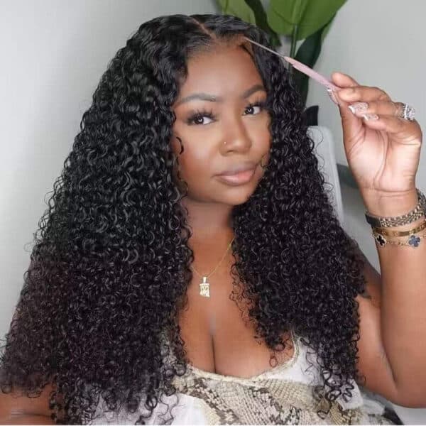 Extra 70% Off |Sunber 4C Kinky Edge Kinky Curly Human Hair Lace Wigs 7x5 Bye Bye Knots - 7×5 Bye Bye Knots / 16