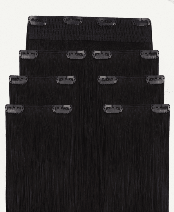 clip-in hair extensions #1b natural black. - 28" / Extra Volume