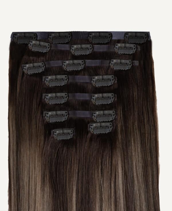 invisible clip-in hair extensions #2p10 ash brown balayage. - 24" / Classic