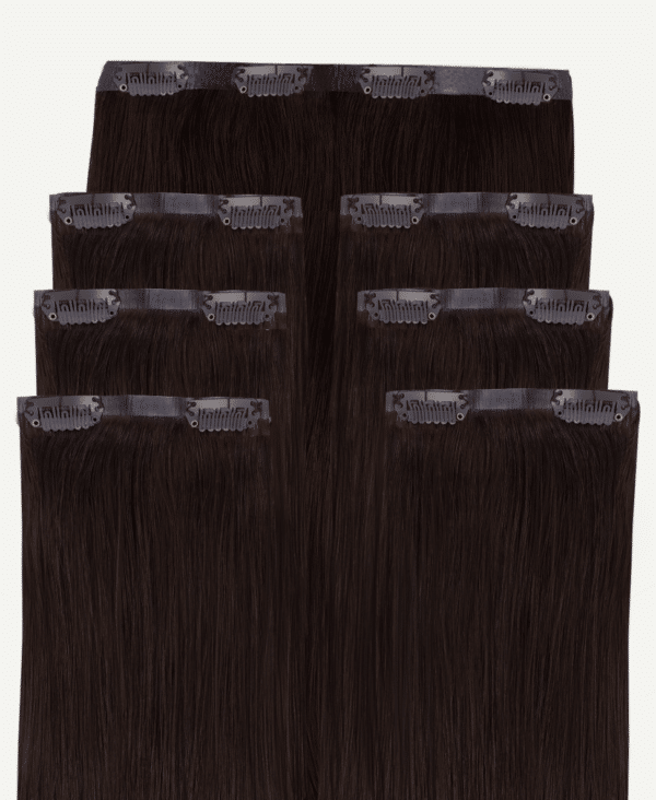 invisible clip-in hair extensions #2 chocolate brown. - 14" / Classic
