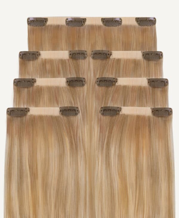 invisible clip-in hair extensions #14-613 blonde highlights. - 14" / Classic