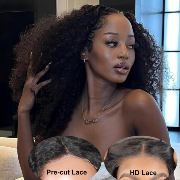 sunber-hair-5x5-hd-lace-closure-wig-jerry-curly-pre-cut-lace-glueless-wigs-model-show_13539fb3-df13-45eb-90ad-03c2e24277c7 Sunber 5x5 Pre Cut Undetectable HD Lace Wigs Jerry Curly Human Hair Glueless Wear And Go Wigs - 22 / 6x4.75 Pre-Cut Lace-250% / Bleached Knots