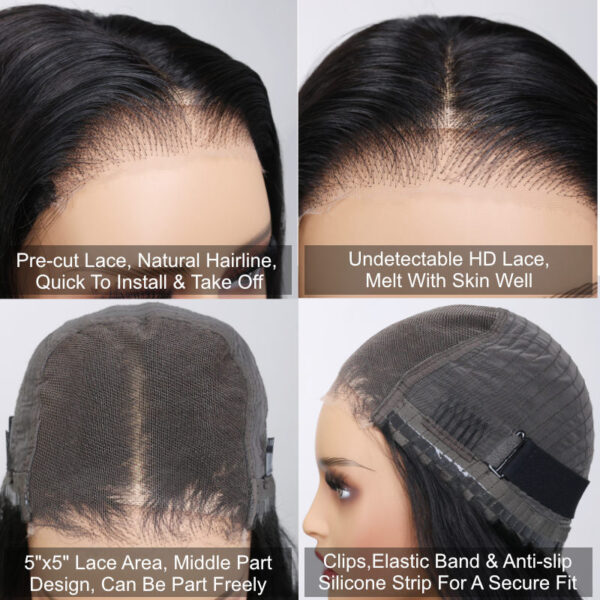 sunber-hair-5x5-hd-lace-closure-wig-pre-cut-lace-glueless-wigs-cap-details-show_268b2dab-0a0c-46e7-8f61-a1f6a5ed1e52 Sunber 5x5 Pre Cut Undetectable HD Lace Wigs Jerry Curly Human Hair Glueless Wear And Go Wigs - 22 / 6x4.75 Pre-Cut Lace-250% / Bleached Knots