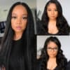 sunberkinkystraightvpartwig Sunber Kinky Straight V Part Wigs Versatile No Leave Out Yaki Straight Human Hair Wig - 22 / No Lace V Part-150% Density