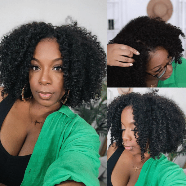 Extra 70% Off |Sunber 4C Kinky Edge Kinky Curly Human Hair Lace Wigs 7x5 Bye Bye Knots - 7×5 Bye Bye Knots / 16