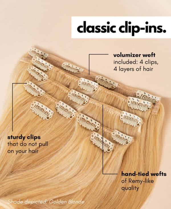 clipins-PDPinfographics-classic_88d96250-5cf0-4703-9ec7-c2670bf53309 clip-in hair extensions #6 light brown. - 20" / Classic