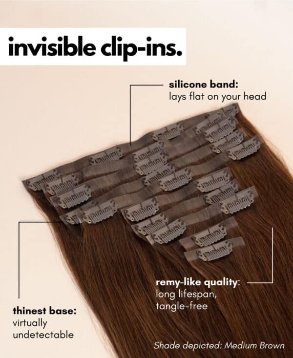 clipins-PDPinfographics-inviz_25686602-29ba-436d-b21a-c2a1c76321bc invisible clip-in hair extensions #99J cherry red. - 20" / Classic