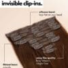 clipins-PDPinfographics-inviz_b502c373-58f7-474d-80d4-97162d73f70e Invisible clip-in hair extensions #1c dark brown. - 24" / Extra Volume
