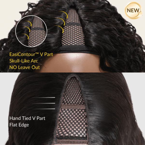 e7b8010ab7943d590a436c586d0ef19c Sunber Kinky Straight V Part Wigs Versatile No Leave Out Yaki Straight Human Hair Wig - 22 / No Lace V Part-150% Density