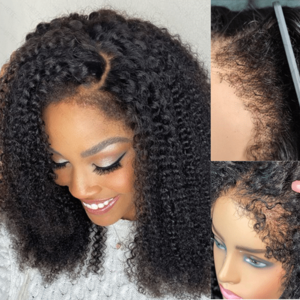Extra 70% Off |Sunber 4C Kinky Edge Kinky Curly Human Hair Lace Wigs 7x5 Bye Bye Knots - 7×5 Bye Bye Knots / 16