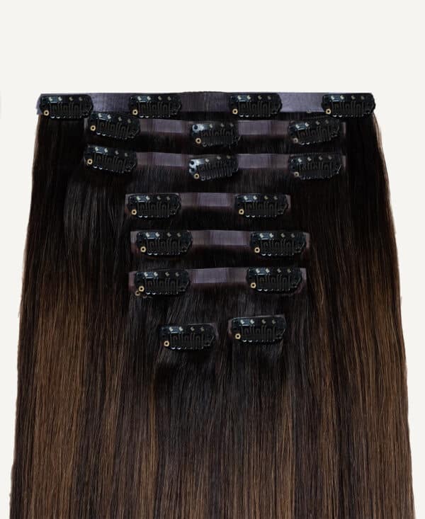 invisible clip-in hair extensions #1c-4 mocha balayage. - 24" / Classic