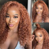 Sunber Precolored Ginger Brown Jerry Curly 13*4 Lace Front Human Hair Wigs - 18