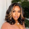 03768e6d12e1c8bdec39eebdae553e2a Wear&Go 1B/27# Piano Highlights Color Body Wave Transparent Lace Wig Short Bob Human Hair Wig - 4x4 / 150% / 10inch