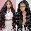 FABA Black Wig 4x4/13x4/13x6 Transparent Lace Front Wig 150% Density Wig - 13x4 Lace / NO / 26inch