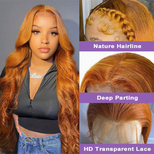 07_99ad037c-c814-4bd7-a011-a38a03974da3 Glueless Wig Ginger Color Wig 13x4 Lace Body Wave Human Hair 180% Density Wig - 13x4 Lace / 180% / 28 inch