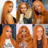 095d95984ce0d433a0cd4f113375ee97 Ginger Orange Color Straight Wig 13x4 Transparent HD Lace Front Wigs 180% Density - 4x4 Lace / Yes(+) / 18inch